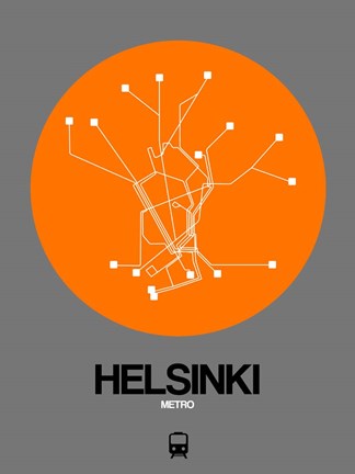 Framed Helsinki Orange Subway Map Print