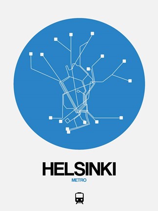 Framed Helsinki Blue Subway Map Print