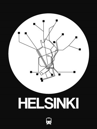 Framed Helsinki White Subway Map Print