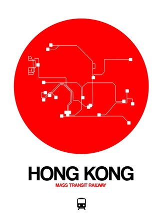 Framed Hong Kong Red Subway Map Print
