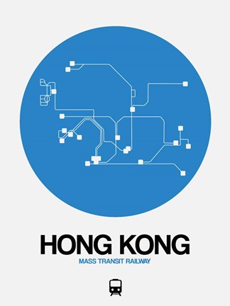 Framed Hong Kong Blue Subway Map Print