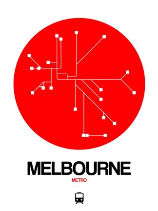 Framed Melbourne Red Subway Map Print