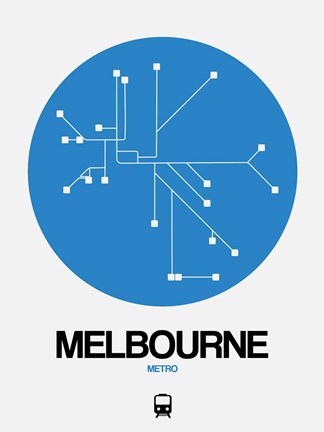 Framed Melbourne Blue Subway Map Print