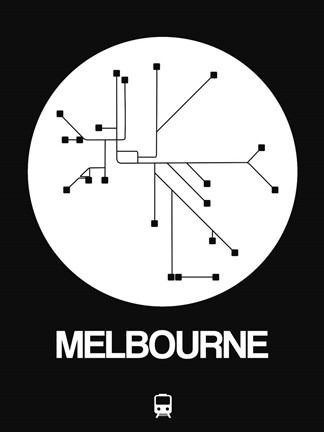 Framed Melbourne White Subway Map Print