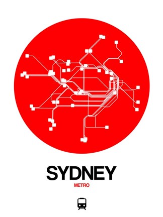 Framed Sydney Red Subway Map Print