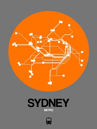 Framed Sydney Orange Subway Map Print