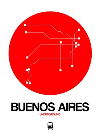 Framed Buenos Aires Red Subway Map Print
