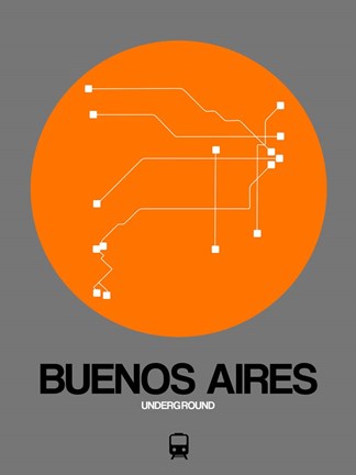 Framed Buenos Aires Orange Subway Map Print