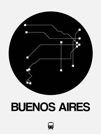 Framed Buenos Aires Black Subway Map Print
