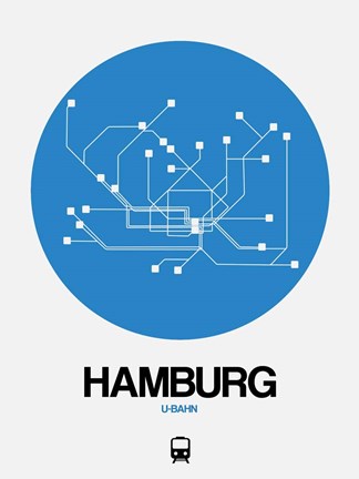 Framed Hamburg Blue Subway Map Print
