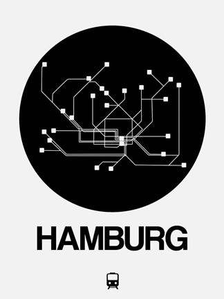 Framed Hamburg Black Subway Map Print
