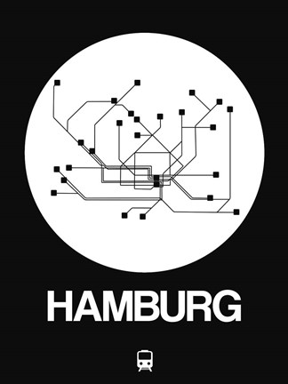 Framed Hamburg White Subway Map Print