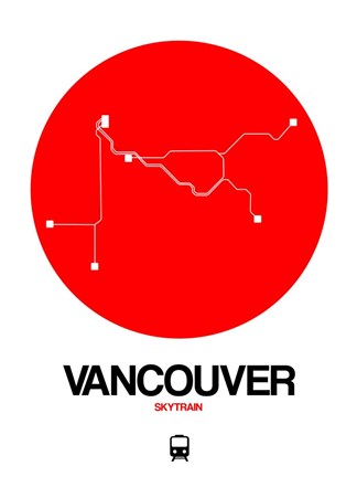 Framed Vancouver Red Subway Map Print