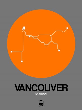Framed Vancouver Orange Subway Map Print
