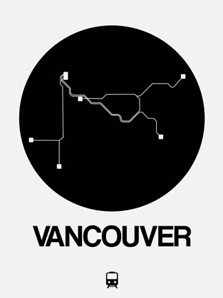 Framed Vancouver Black Subway Map Print