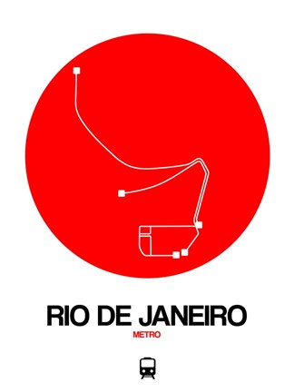 Framed Rio De Janeiro Red Subway Map Print