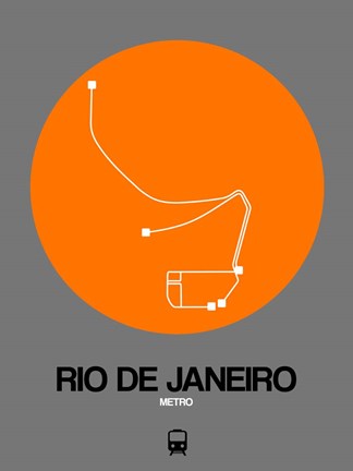 Framed Rio De Janeiro Orange Subway Map Print