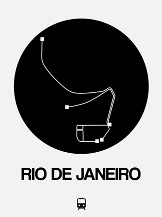 Framed Rio De Janeiro Black Subway Map Print