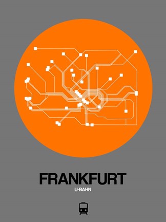 Framed Frankfurt Orange Subway Map Print