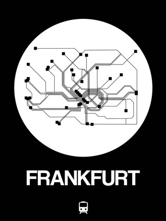 Framed Frankfurt White Subway Map Print