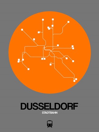 Framed Dusseldorf Orange Subway Map Print