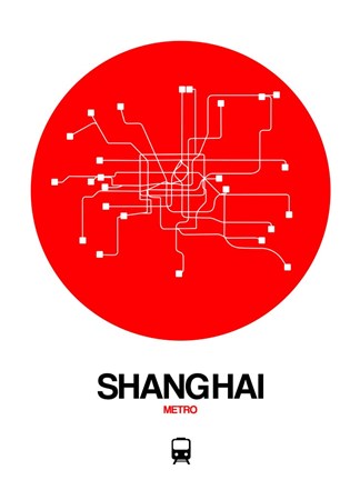 Framed Shanghai Red Subway Map Print