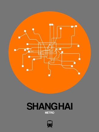 Framed Shanghai Orange Subway Map Print