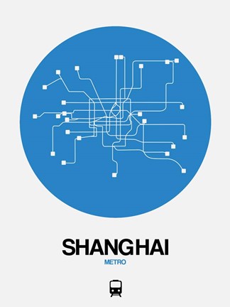 Framed Shanghai Blue Subway Map Print