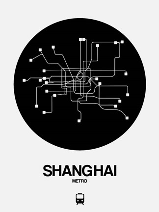 Framed Shanghai Black Subway Map Print