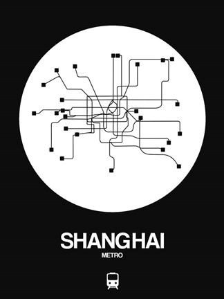Framed Shanghai White Subway Map Print