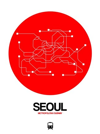 Framed Seoul Red Subway Map Print