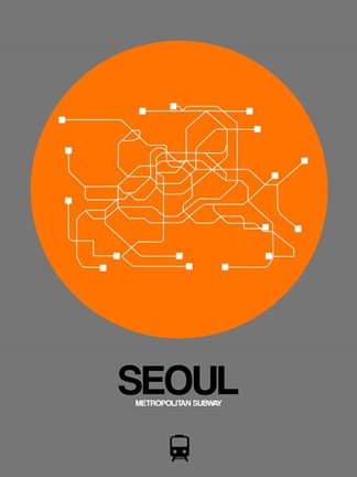 Framed Seoul Orange Subway Map Print