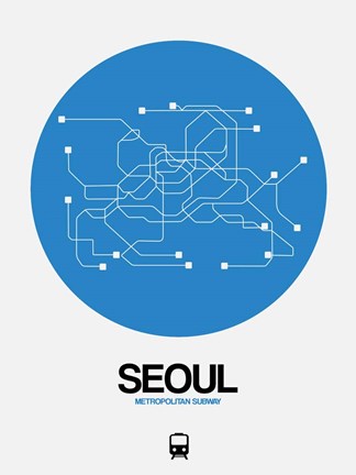 Framed Seoul Blue Subway Map Print