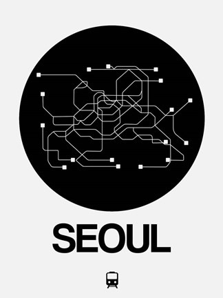 Framed Seoul Black Subway Map Print