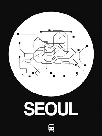 Framed Seoul White Subway Map Print