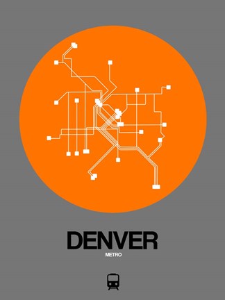 Framed Denver Orange Subway Map Print