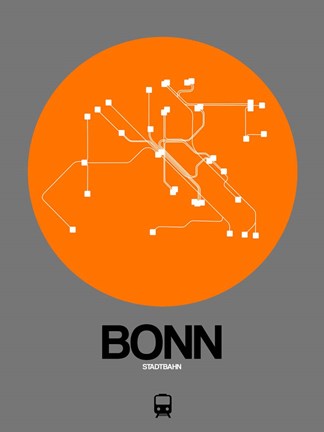 Framed Bonn Orange Subway Map Print