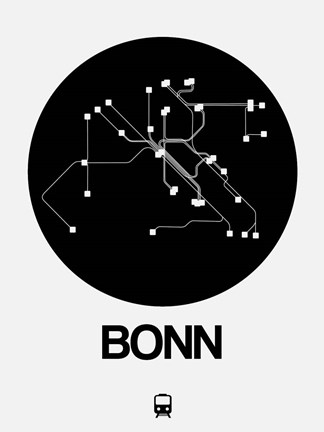 Framed Bonn Black Subway Map Print