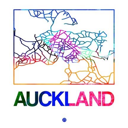 Framed Auckland Watercolor Street Map Print