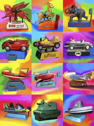 Framed Pop Art Kiddie Rides Print