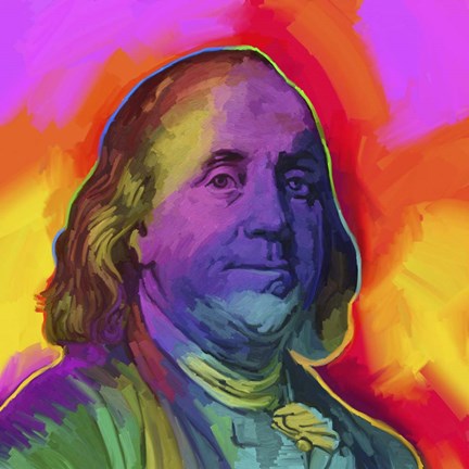 Framed Ben Franklin Pop Art Print