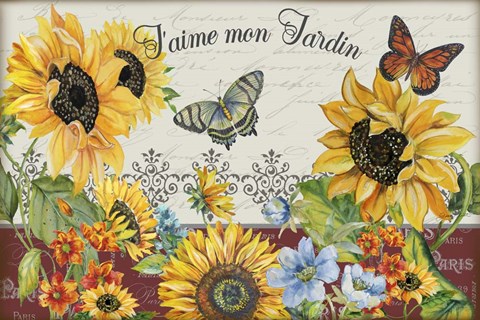 Framed J'aime mon Jardin Print