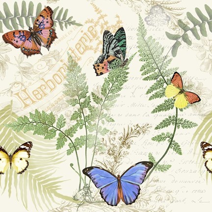 Framed Butterflies In The Garden Print