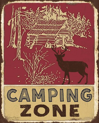 Framed Lodge Sign - Camping Zone Print