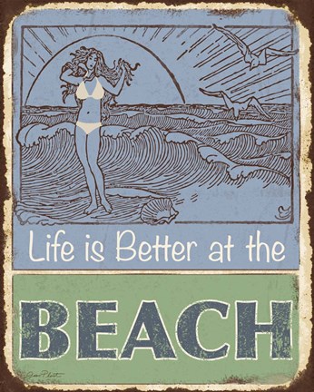 Framed Lodge Sign - Life is Better at the Beach Print