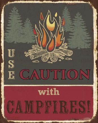 Framed Lodge Sign - Use Caution Print