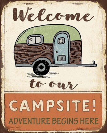 Framed Lodge Sign - Campsite Print