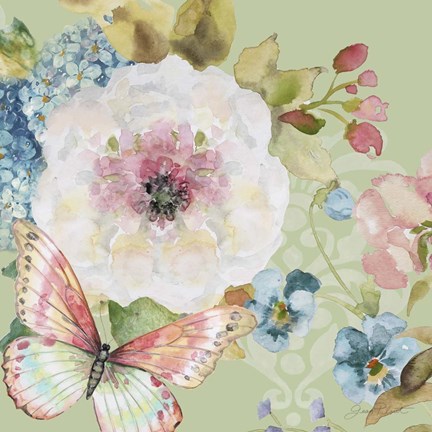 Framed Botanical Beauty Green I Print