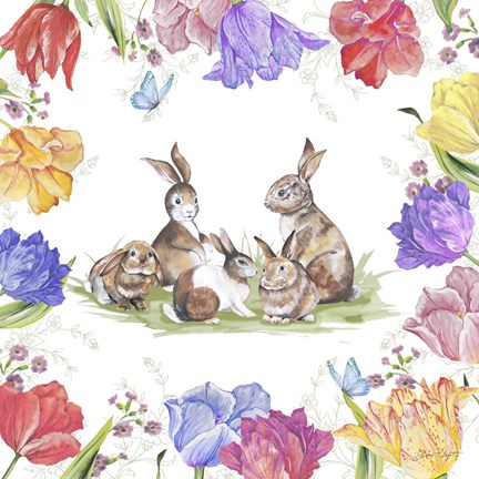 Framed Bunnies In The Tulips-A Print