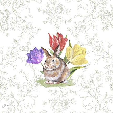 Framed Bunnies In The Tulips-E Print